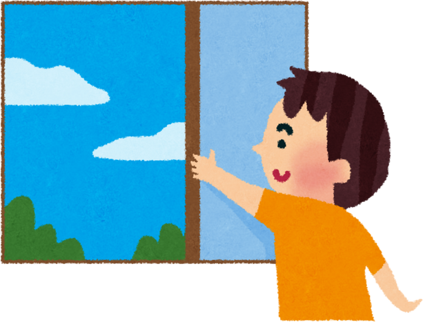 Illustration of a Boy Opening a Window